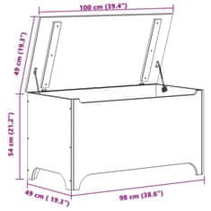 Vidaxl Úložný box na kolečkách RANA bílý 100x49x54 cm borové dřevo