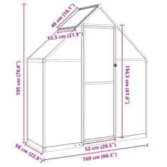 Vidaxl Skleník s podkladovým rámem antracitový 169x58x195 cm hliník