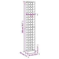 Vidaxl Stojan na víno na 57 lahví černý 34 x 18 x 200 cm tepané železo
