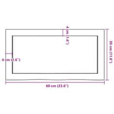 Vidaxl Koupelnová deska 60x30x(2-4) cm neošetřené masivní dřevo