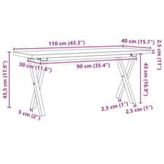 Vidaxl Konferenční stolek s X rámem 110x40x45,5 cm borovice a litina