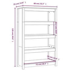 Vidaxl Knihovna medově hnědá 80x35x126 cm masivní borovice