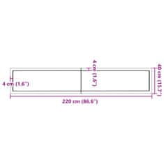 Vidaxl Koupelnová deska tmavě hnědá 220x40x(2-4) cm ošetřený masiv