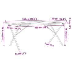 Vidaxl Jídelní stůl s X rámem 180 x 90 x 75,5 cm borové dřevo a litina