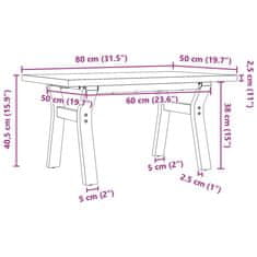 Vidaxl Konferenční stolek s Y rámem 80x50x40,5cm borové dřevo a litina