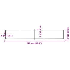 Vidaxl Koupelnová deska tmavě hnědá 220x40x(2-6) cm ošetřený masiv