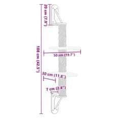 Vidaxl Nástěnné škrabadlo pro kočky se sloupkem tmavě šedé 108 cm