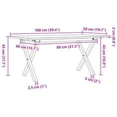 Vidaxl Konferenční stolek s X rámem 100x50x45 cm borové dřevo a litina