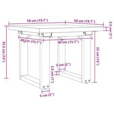 Vidaxl Konferenční stolek s O rámem 50x50x35,5cm borové dřevo a litina