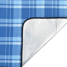 Vidaxl Pikniková deka skládací modrá kostkovaná 200 x 150 cm samet