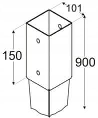 DOMAX Základna pólu poháněná kotevní ocelí 100x900mm