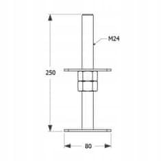 DOMAX Šroubová základna pro sloup nastavitelná M24 80x250x4mm