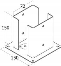 DOMAX Základna pólu 71x150x2mm pozlacená zinkem