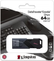 Kingston DataTraveler ONYX USB-A 64GB / USB 3.2 Gen1 / Posuvná krytka
