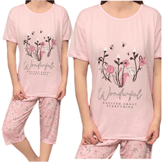 RINDA Útulné dámské pyžamo s krátkým rukávem, světle růžové Wonderful, XL