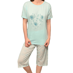 RINDA Dámské jedinečné letní pyžamo s krátkým rukávem, modré srdce, 3XL