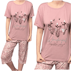RINDA Útulné dámské pyžamo s krátkým rukávem, světle fialové Wonderful, XL