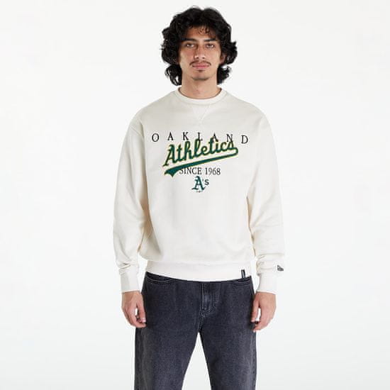 New Era Mikina Oakland Athletics MLB Lifestyle Crew Neck Sweatshirt UNISEX Off White/ Dark Green S