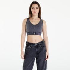 Calvin Klein Top Jeans Label Washed Rib Crop Top Washed Black L Šedá