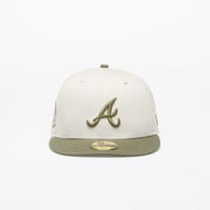 New Era Kšiltovka Atlanta Braves MLB White Crown 59FIFTY Fitted Cap Ivory/ New Olive 7 3/8 Béžová