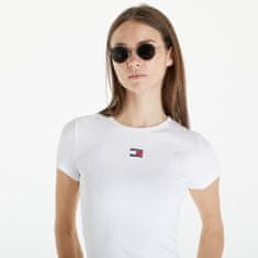 Tommy Hilfiger Tričko Tommy Jeans Slim Badge Rib Short Sleeve Tee White XS XS Bílá