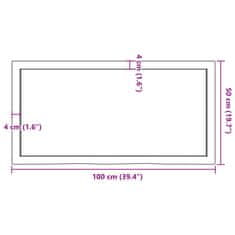 Vidaxl Koupelnová deska hnědá 100x50x(2-4) cm ošetřený masivní dřevo