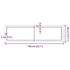 Vidaxl Koupelnová deska hnědá 140x40x(2-4) cm ošetřený masivní dřevo