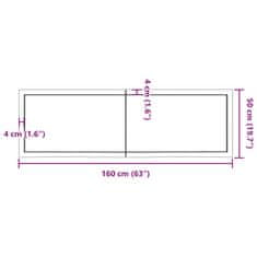 Vidaxl Koupelnová deska tmavě hnědá 160x50x(2-4) cm ošetřený masiv