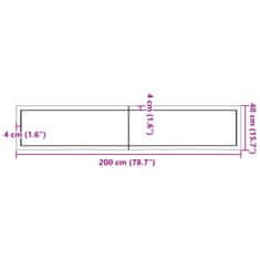 Vidaxl Koupelnová deska 200x40x(2-4) cm neošetřené masivní dřevo