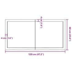 Vidaxl Koupelnová deska hnědá 120x60x(2-4) cm ošetřený masivní dřevo