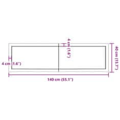 Vidaxl Koupelnová deska tmavě hnědá 140x40x(2-4) cm ošetřený masiv