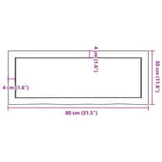 Vidaxl Koupelnová deska hnědá 80x30x(2-4) cm ošetřený masivní dřevo