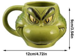 CurePink Keramický hrnek 3D The Grinch: Happy Grinch (objem 475 ml)