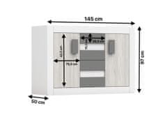 IDZCZAK MEBLE Komoda 2D4S HELIOS 97 cm dub kathult/bílá