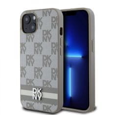 DKNY Zadní Kryt PU Leather Checkered Pattern and Stripe na iPhone 13 Beige