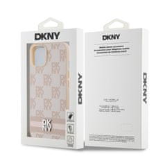 DKNY Zadní Kryt PU Leather Checkered Pattern and Stripe na iPhone 13 Pink