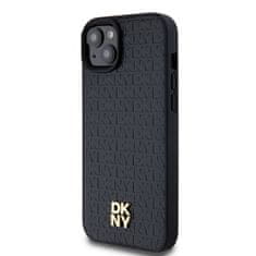 DKNY Zadní Kryt PU Leather Repeat Pattern Stack Logo Magsafe pro iPhone 13 černý