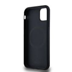 DKNY Zadní Kryt PU Leather Repeat Pattern Bottom Stripe MagSafe pro iPhone 11 černý