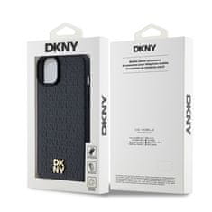 DKNY Zadní Kryt PU Leather Repeat Pattern Stack Logo Magsafe pro iPhone 13 černý