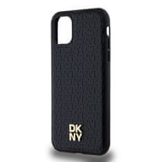 DKNY Zadní Kryt PU Leather Repeat Pattern Stack Logo Magsafe pro iPhone 11 černý