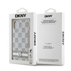 DKNY Zadní Kryt PU Leather Checkered Pattern and Stripe na iPhone 13 Beige