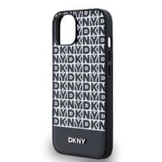 DKNY Zadní Kryt PU Leather Repeat Pattern Bottom Stripe pro iPhone 14 černý