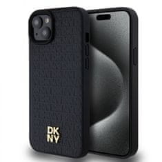 DKNY Zadní Kryt PU Leather Repeat Pattern Stack Logo Magsafe na iPhone 15 Plus Black
