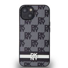 DKNY Zadní Kryt PU Leather Checkered Pattern and Stripe na iPhone 13 Black