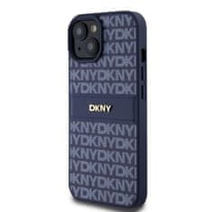 DKNY Zadní Kryt PU Leather Repeat Pattern Tonal Stripe pro iPhone 15 modrý