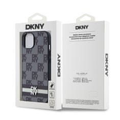 DKNY Zadní Kryt PU Leather Checkered Pattern and Stripe na iPhone 13 Black