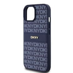 DKNY Zadní Kryt PU Leather Repeat Pattern Tonal Stripe pro iPhone 15 modrý