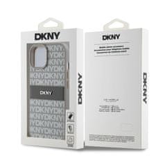 DKNY Zadní Kryt PU Leather Repeat Pattern Tonal Stripe na iPhone 15 Beige