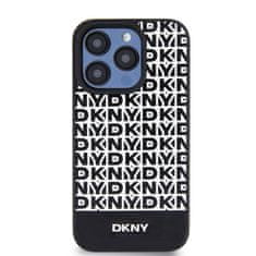 DKNY Zadní Kryt PU Leather Repeat Pattern Bottom Stripe pro iPhone 12/12 Pro černý