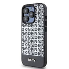 DKNY Zadní Kryt PU Leather Repeat Pattern Bottom Stripe pro iPhone 15 Pro černý